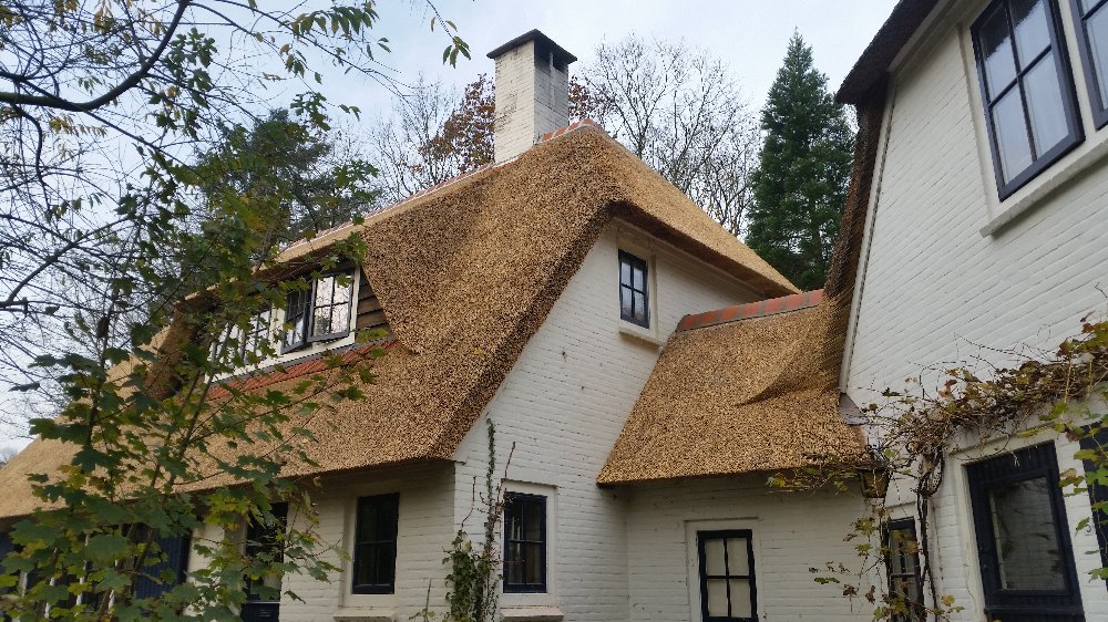 Huis in Hattem met rietendak.